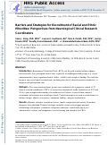 Cover page: Barriers and Strategies for Recruitment of Racial and Ethnic Minorities: Perspectives from Neurological Clinical Research Coordinators.