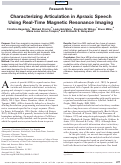 Cover page: Characterizing Articulation in Apraxic Speech Using Real-Time Magnetic Resonance Imaging