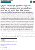 Cover page: Diagnosis of Multisystem Inflammatory Syndrome in Children by a Whole-Blood Transcriptional Signature