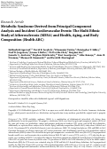 Cover page: Metabolic Syndrome Derived from Principal Component Analysis and Incident Cardiovascular Events: The Multi Ethnic Study of Atherosclerosis (MESA) and Health, Aging, and Body Composition (Health ABC)