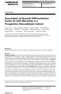 Cover page: Association of Growth Differentiation Factor 15 with Mortality in a Prospective Hemodialysis Cohort