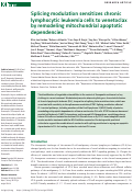 Cover page: Splicing modulation sensitizes chronic lymphocytic leukemia cells to venetoclax by remodeling mitochondrial apoptotic dependencies