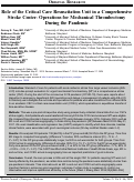 Cover page: Role of the Critical Care Resuscitation Unit in a Comprehensive Stroke Center: Operations for Mechanical Thrombectomy During the Pandemic