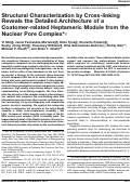 Cover page: Structural Characterization by Cross-linking Reveals the Detailed Architecture of a Coatomer-related Heptameric Module from the Nuclear Pore Complex*