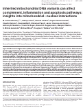 Cover page: Inherited mitochondrial DNA variants can affect complement, inflammation and apoptosis pathways: insights into mitochondrial-nuclear interactions