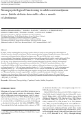 Cover page: Neuropsychological functioning in adolescent marijuana users: Subtle deficits detectable after a month of abstinence