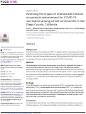 Cover page: Assessing the impact of institutional mistrust on parental endorsement for COVID-19 vaccination among school communities in San Diego County, California.