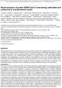 Cover page: Rapid isolation of potent SARS-CoV-2 neutralizing antibodies and protection in a small animal model