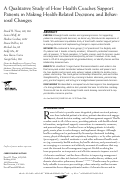 Cover page: A Qualitative Study of How Health Coaches Support Patients in Making Health-Related Decisions and Behavioral Changes