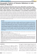 Cover page: Geographic Patterns of Genome Admixture in Latin American Mestizos