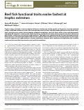 Cover page: Reef fish functional traits evolve fastest at trophic extremes