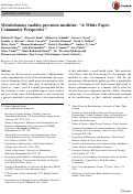 Cover page: Metabolomics enables precision medicine: “A White Paper, Community Perspective”