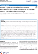 Cover page: mRNA Expression Profiles from Whole Blood Associated with Vasospasm in Patients with Subarachnoid Hemorrhage