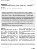 Cover page: Treatment biomarkers for ADHD: Taking stock and moving forward