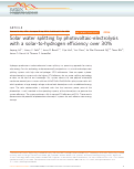 Cover page: Solar water splitting by photovoltaic-electrolysis with a solar-to-hydrogen efficiency over 30%