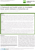 Cover page: A framework and model system to investigate linear system behavior in Escherichia coli