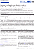 Cover page: Investigating Transfusion-Related Sepsis using Culture-Independent Metagenomic Sequencing