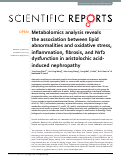 Cover page: Metabolomics analysis reveals the association between lipid abnormalities and oxidative stress, inflammation, fibrosis and Nrf2 dysfunction in aristolochic acid-induced nephropathy