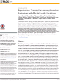 Cover page: Experience of primary care among homeless individuals with mental health conditions.