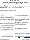 Cover page: Randomized Controlled Trial of Simulation vs Standard Training for Teaching Medical Students High-quality Cardiopulmonary Resuscitation: The Methodological Issue