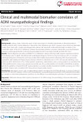 Cover page: Clinical and multimodal biomarker correlates of ADNI neuropathological findings