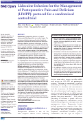 Cover page: Lidocaine Infusion for the Management of Postoperative Pain and Delirium (LIMPP): protocol for a randomised control trial.