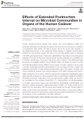 Cover page: Effects of Extended Postmortem Interval on Microbial Communities in Organs of the Human Cadaver