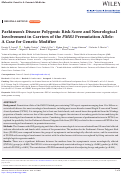 Cover page: Parkinson's Disease Polygenic Risk Score and Neurological Involvement in Carriers of the FMR1 Premutation Allele: A Case for Genetic Modifier