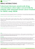 Cover page: Fulvestrant decreases anastrozole drug concentrations when taken concurrently by patients with metastatic breast cancer treated on SWOG study S0226