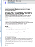 Cover page: Development and Testing of a Communication Intervention to Improve Chronic Pain Management in Primary Care: A Pilot Randomized Clinical Trial.