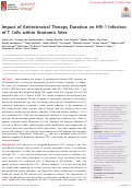 Cover page: Impact of Antiretroviral Therapy Duration on HIV-1 Infection of T Cells within Anatomic Sites