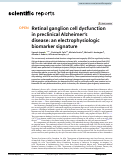 Cover page: Retinal ganglion cell dysfunction in preclinical Alzheimers disease: an electrophysiologic biomarker&nbsp;signature.