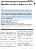 Cover page: Hippocampal Adaptive Response Following Extensive Neuronal Loss in an Inducible Transgenic Mouse Model