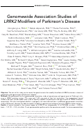 Cover page: Genomewide Association Studies of LRRK2 Modifiers of Parkinson's Disease