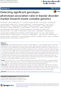 Cover page: Detecting significant genotype-phenotype association rules in bipolar disorder: market research meets complex genetics.