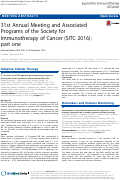 Cover page: 31st Annual Meeting and Associated Programs of the Society for Immunotherapy of Cancer (SITC 2016): part one