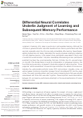 Cover page: Differential Neural Correlates Underlie Judgment of Learning and Subsequent Memory Performance