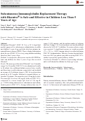 Cover page: Subcutaneous Immunoglobulin Replacement Therapy with Hizentra® is Safe and Effective in Children Less Than 5 Years of Age