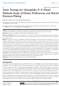 Cover page: Gene Therapy for Hemophilia A: A Mixed Methods Study of Patient Preferences and Shared Decision-Making