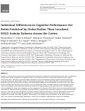 Cover page: Individual Differences in Cognitive Performance Are Better Predicted by Global Rather Than Localized BOLD Activity Patterns Across the Cortex