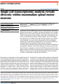 Cover page: Single-cell transcriptomic analysis reveals diversity within mammalian spinal motor neurons