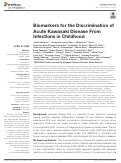 Cover page: Biomarkers for the Discrimination of Acute Kawasaki Disease From Infections in Childhood