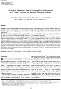 Cover page: Suicidal Behavior and Coming Out Milestones in Three Cohorts of Sexual Minority Adults