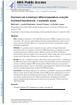 Cover page: Psychosis risk screening in different populations using the Prodromal Questionnaire: A systematic review.