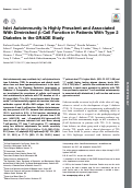 Cover page: Islet Autoimmunity is Highly Prevalent and Associated With Diminished β-Cell Function in Patients With Type 2 Diabetes in the Grade Study.