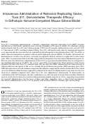 Cover page: Intravenous Administration of Retroviral Replicating Vector, Toca 511, Demonstrates Therapeutic Efficacy in Orthotopic Immune-Competent Mouse Glioma Model