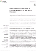 Cover page: Venous Thromboembolism in Children with Cancer and Blood Disorders