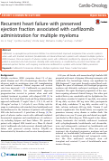 Cover page: Recurrent heart failure with preserved ejection fraction associated with carfilzomib administration for multiple myeloma