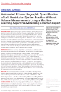 Cover page: Automated Echocardiographic Quantification of Left Ventricular Ejection Fraction Without Volume Measurements Using a Machine Learning Algorithm Mimicking a Human Expert