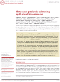 Cover page: Metastatic pediatric sclerosing epithelioid fibrosarcoma.